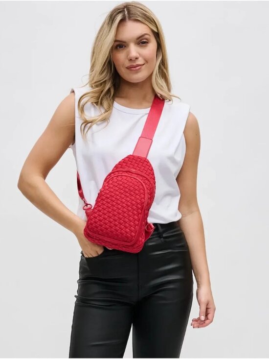 Red Beyond the Horizon Woven Neoprene Sling Backpack main image 7
